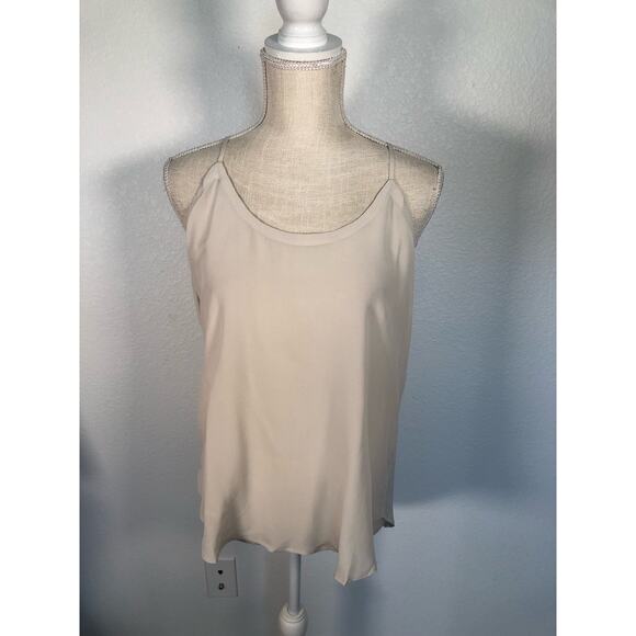 Chaser Strappy Crepe De Chine Silk Camisole in Bone - M - Picture 3 of 6